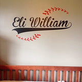 Custom Name added to Baseball Vinyl Wall Decal - Baseball theme