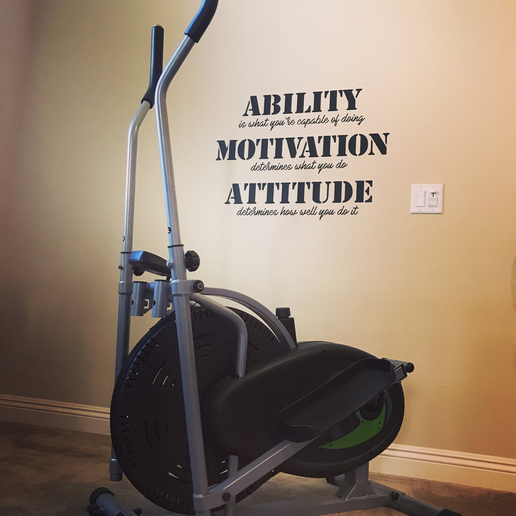 Ability Motivation Attitude Gym Wall Decal - Motivational Wall - Inspirational Wall - Fitness Decal Large 22" x 30"