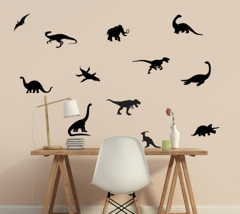 Dinosaur Silhouette 12 Pack featuring various dinos