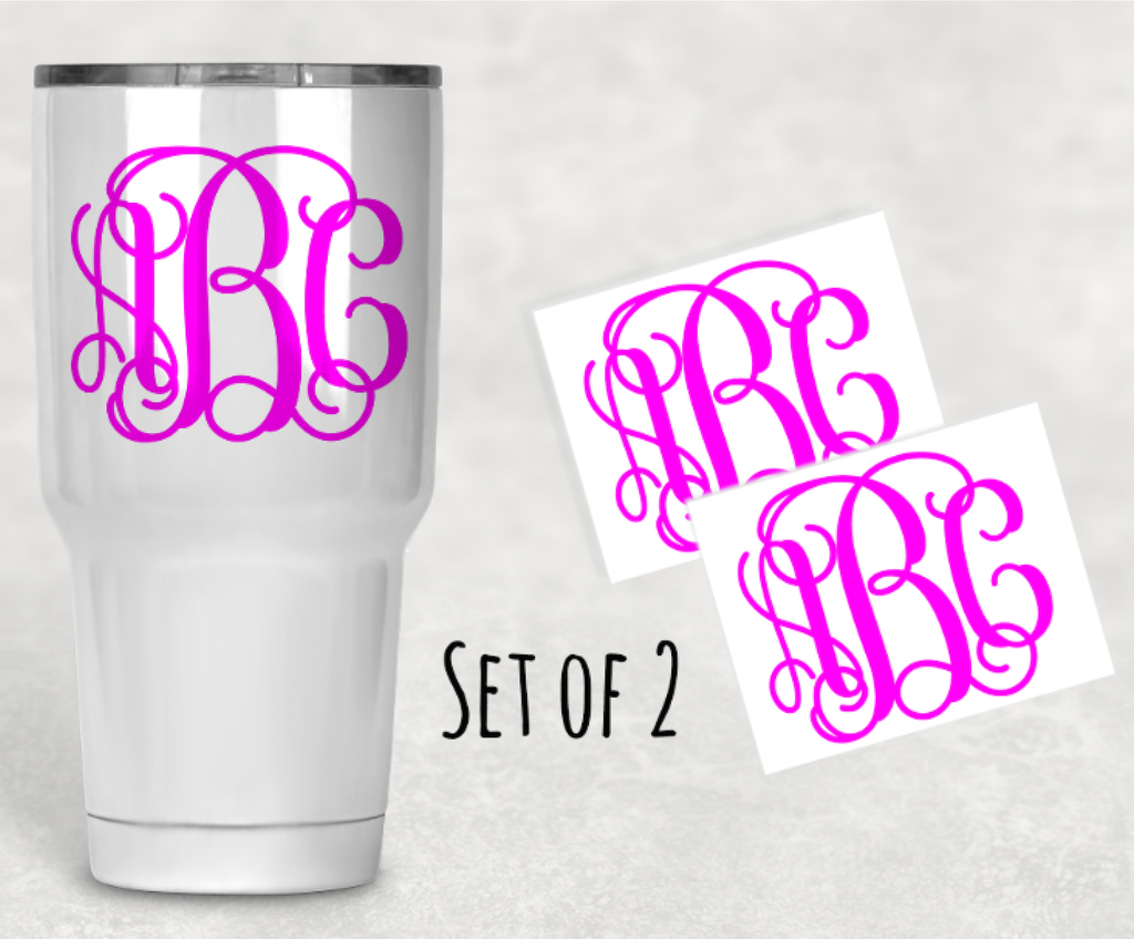 Set of 2 Vine Monogram Vinyl Decal Sticker for Your Phone Tumbler Yeti Car Laptop Locker or Mirror