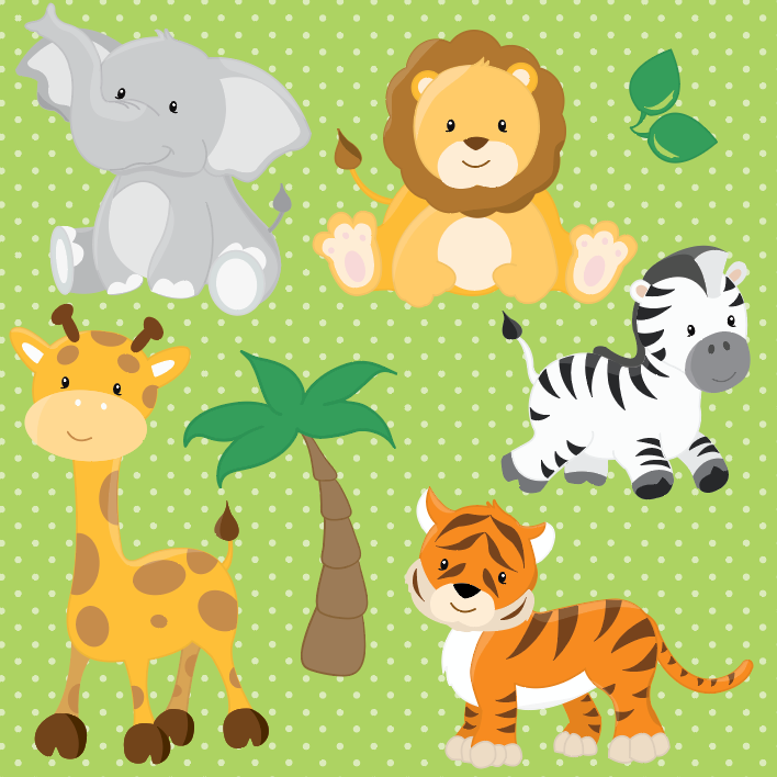 Safari Animals - Prettygrafik Licensed Collection Removable Wall Decals