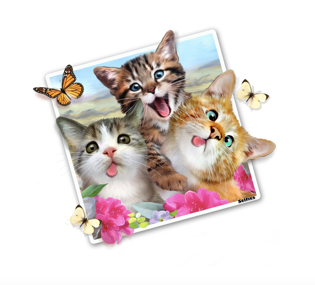 Kitty Cats Selfie 12" tall Wall Slaps Decal