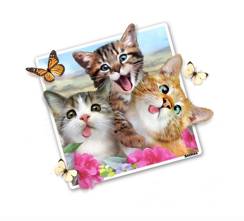Kitty Cats Selfie 12" tall Wall Slaps Decal