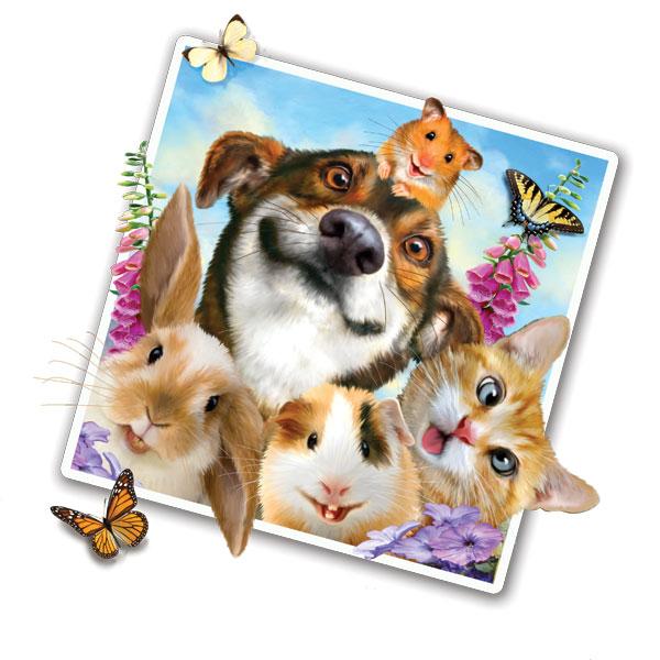 Pets Selfie 12" Wall Slaps Decal (Dog, bunny, cat, hamster, mouse)