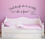 Though she be but little she is fierce Shakespeare Quote Vinyl Wall Decal Art