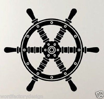 Pirate Ship Helm Steering Wheel Boat Nautical Navigate Vinyl Wall Decal Art