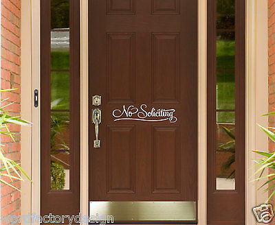 No Soliciting Vinyl Wall Decal Sticker Sign For Front Door Simple and Pretty