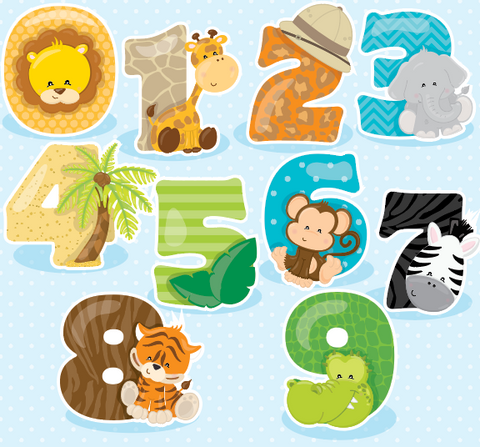 Safari Numbers - Prettygrafik Licensed Collection Removable Wall Decals