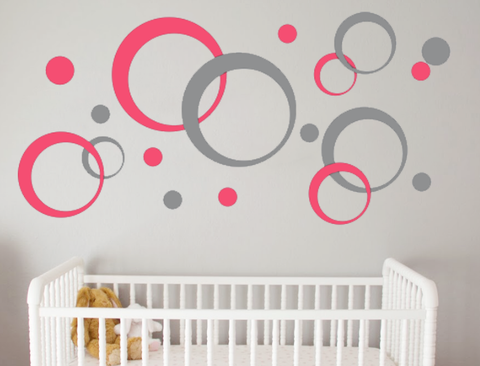 Geometric Wall Decal Bubbles - Circles - Retro Wall Decor Peel and Stick decals