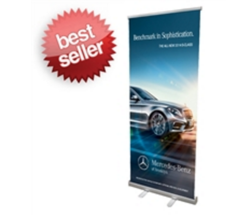 Retractable Roll Up Banner Stand 33" wide by up to 78" tall