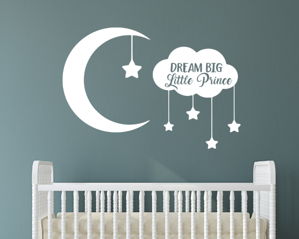 Dream Big Little Prince with Moon and Stars Removable Vinyl Wall Decal