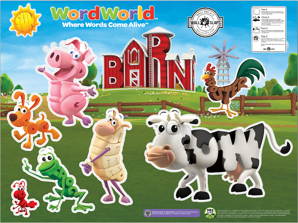 PBS Kids WordWorld Barn Animals Set Small Wall Decals