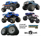 Set of 5 BigFoot 4x4 Monster Truck Wall Decals - 12" tall Trucks