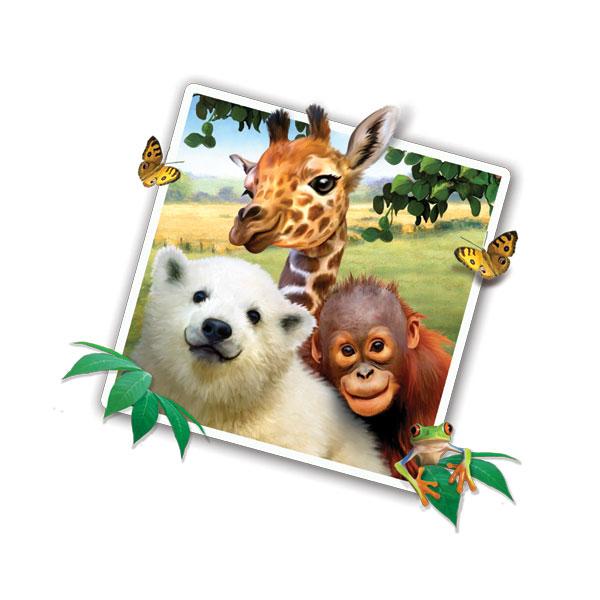 Jungle Pets Selfie 12" Wall Slaps Decal (orangutan, giraffe, polar bear, tree frog)