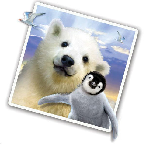 Polar Pets Selfie 12" Wall Slaps Decal (Polar bear, Penguin)